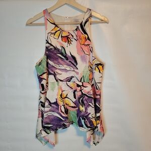 HD In Paris Grosgrain Floral Sleeveless Peplum Top